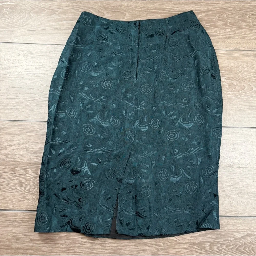 Tere Tereba Womens Pencil Skirt Vintage Jacquard Floral Green 10